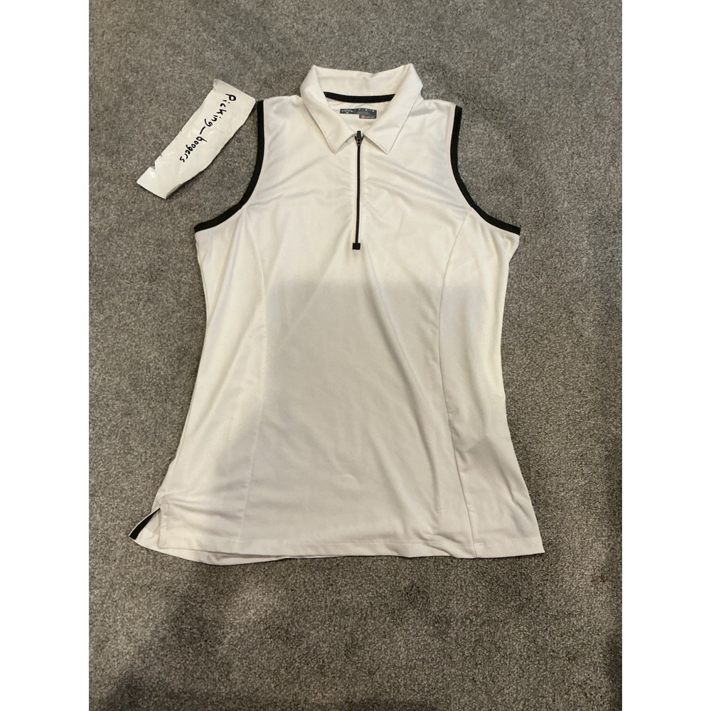 Callaway Womens Sleeveless White Opti-Dri 1/4 Zip Collard Golf Polo Size Medium